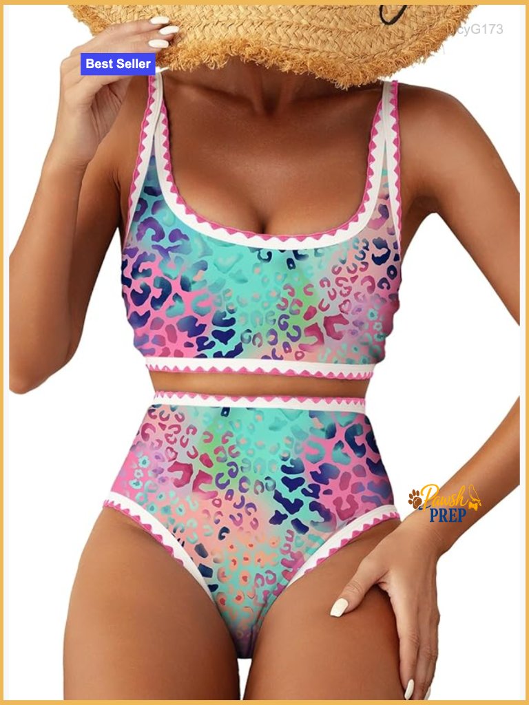 High Waisted Bikini Set Floral Print 2 Piece Swim Suit Pad